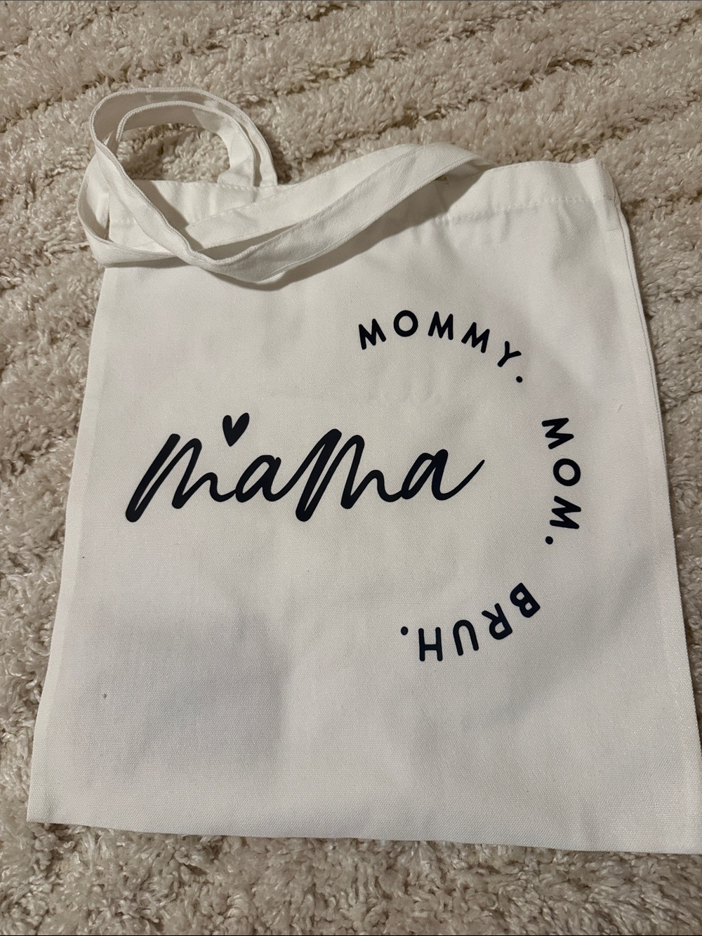 Mama Cotton Tote Bag - White with Black Print